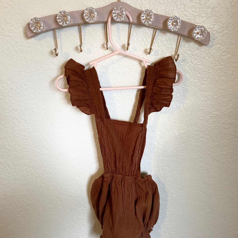Brown Ruffles Romper Outfit - Picture 2 of 8